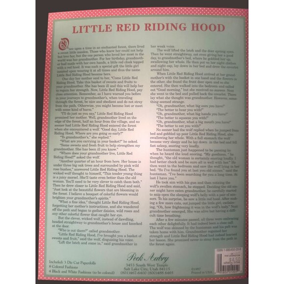 Red Riding Hood Paper Dolls By Peck Aubry 1997 Book  Die-Cut Dolls & Fashions - Picture 5 of 6